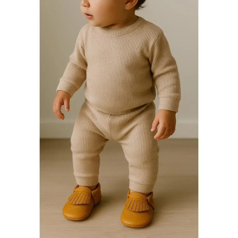 NWT Genuine Leather Baby Moccasins – Classic Tan Fringe - 12-18 Months
